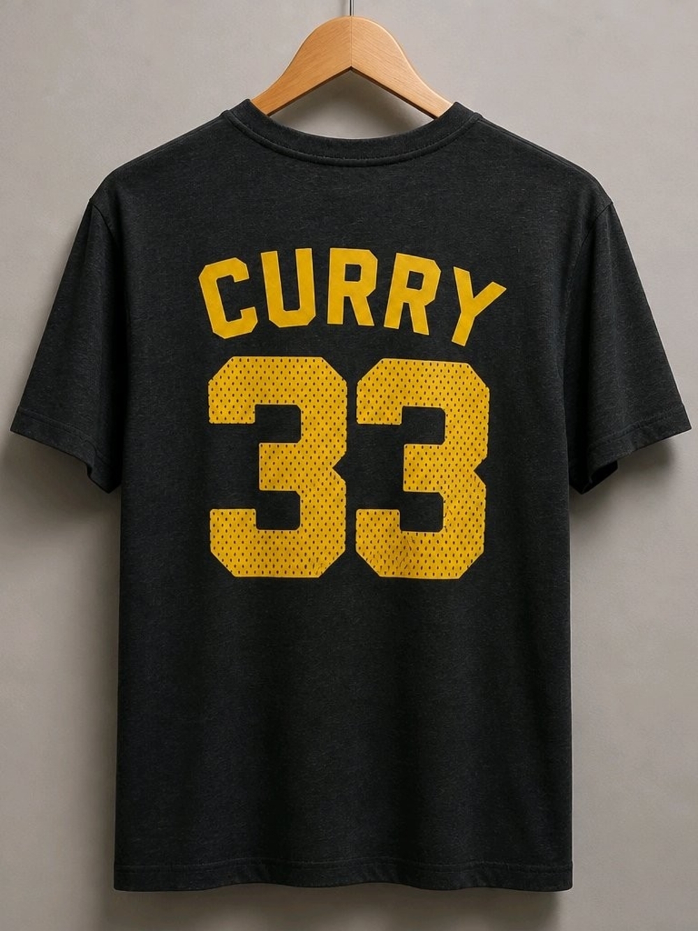 Next Level Apparel Black Short Sleeve Tee with Yellow 'Curry 33' Back Print